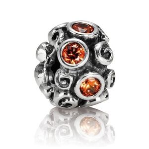 Pandora Sterling Silver Primrose Path Bead w/ Orange Zirconia - 790330ocz